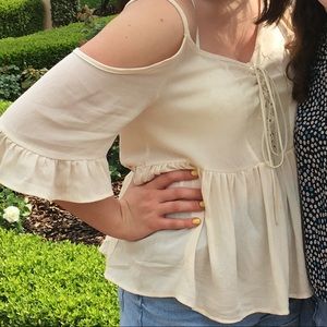 Lace up off white shirt